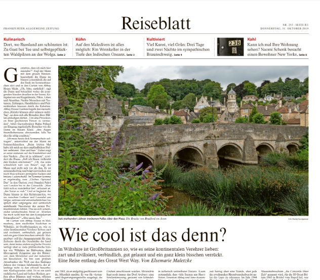 GreatWestWayBiz's tweet photo. Frankfurter Allgemeine Zeitung (FAZ) is Germany's biggest daily broadsheet, and a result of a press trip we organised last year, we have recieved some great coverage in print and online. https://t.co/xHsdA4oaR7
