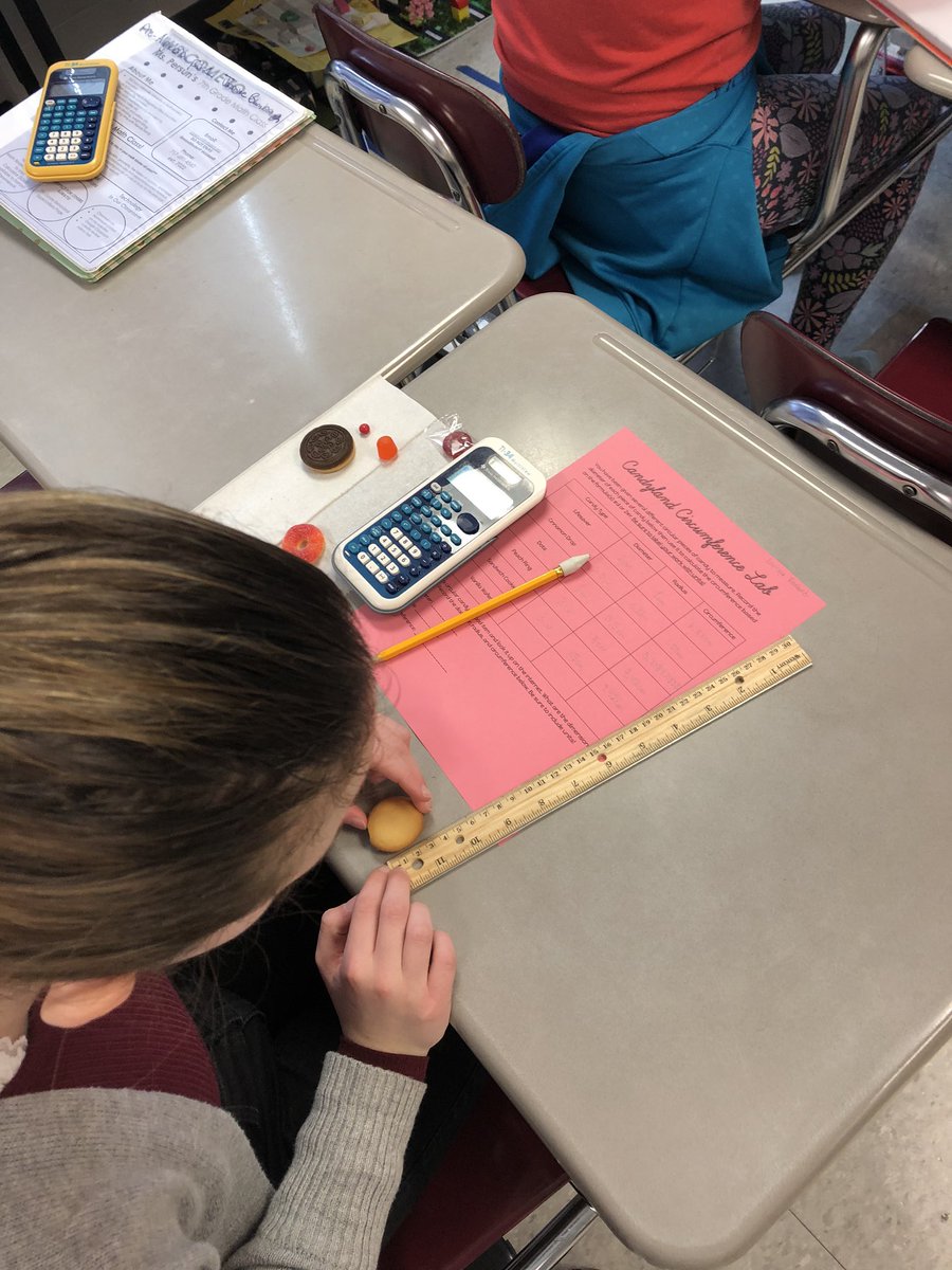 persunteacher's tweet photo. Finding #circumference of some of our favorite candies today in 7th grade! VERY CAREFUL to wash our hands first! #masdmath https://t.co/eR8AGZOcal