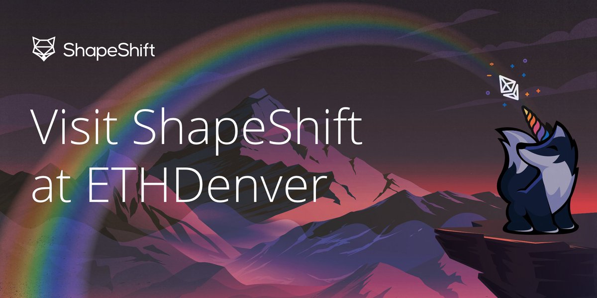 ShapeShift 🦊 (@shapeshift) on Twitter photo 🦊🌈 Heading to #ETHDenver 2020? Be sure to stop by our booth - we have lots of surprises in store for you!
<a href="/EthereumDenver/">ETHDenver 🏔🦬🦄</a> ✨🌄 ethdenver.com 🦊🌈 Heading to #ETHDenver 2020? Be sure to stop by our booth - we have lots of surprises in store for you!
<a href="/EthereumDenver/">ETHDenver 🏔🦬🦄</a> ✨🌄 ethdenver.com