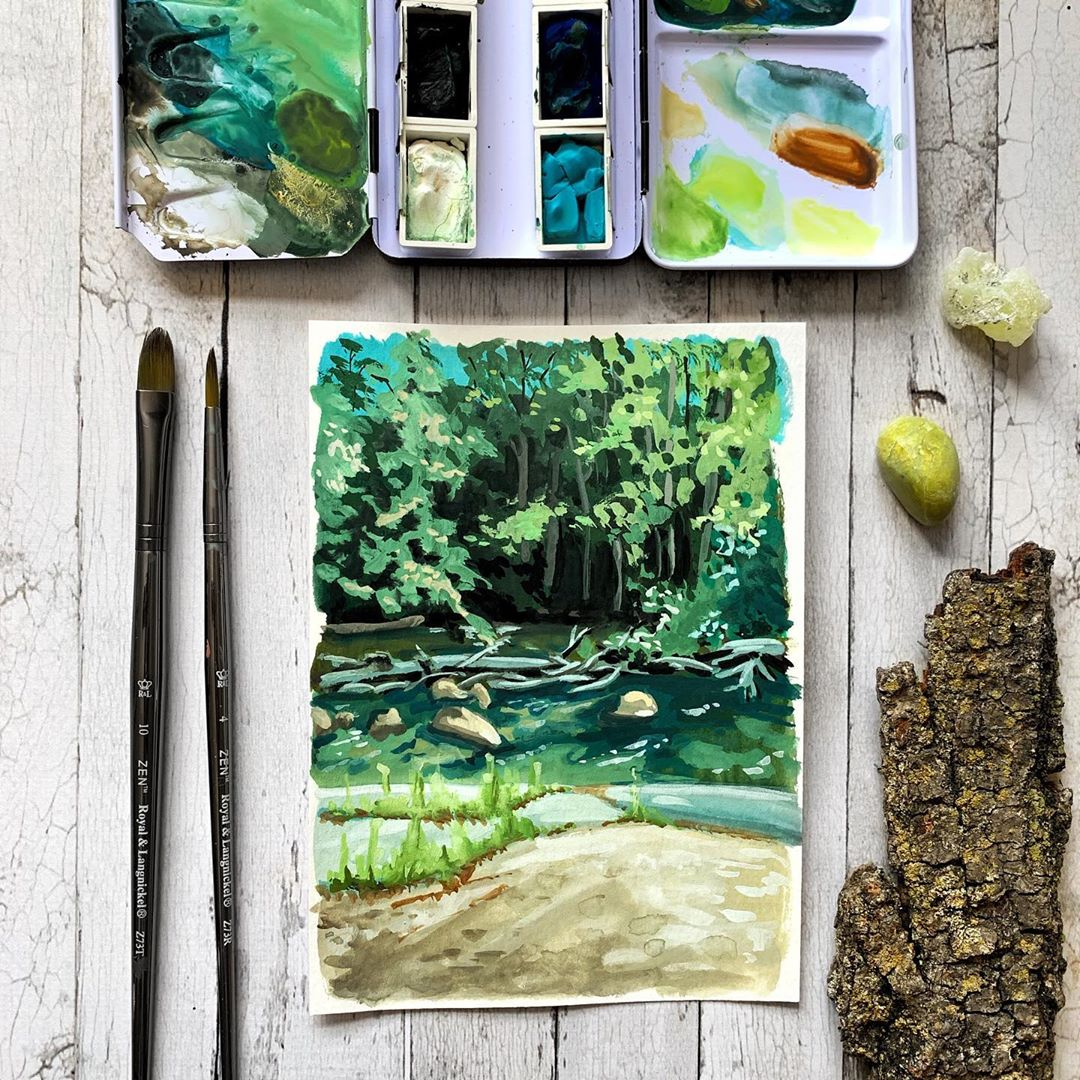 Loving this nature inspired scene by @priscillageorgeart 💚 // Zen Brushes
#royalbrushart #zenbrushes #natureart #nature #forrest #artstudio