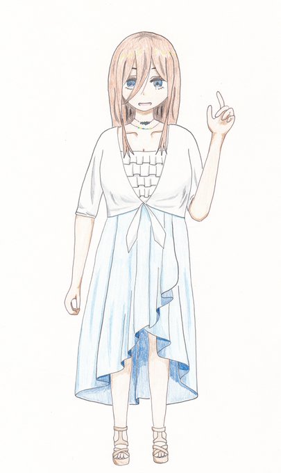 ばたらさんがTwitterに投稿した中野三玖(五等分の花嫁)のイラスト。
