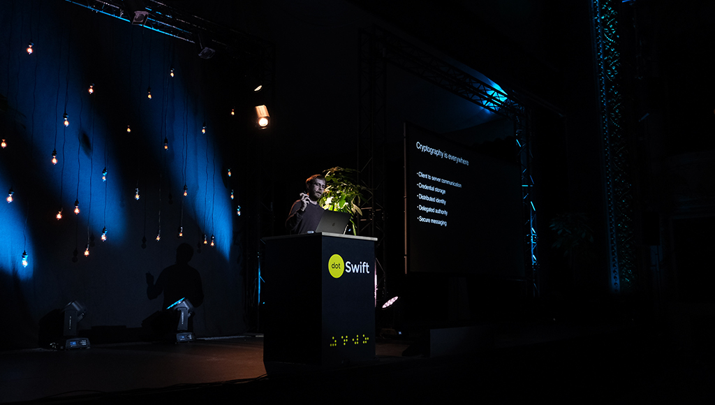 Very last speaker of the day now on stage! Please welcome Cory Benfield @lukasaoz, software Engineer at @apple working on Server Side Swift.