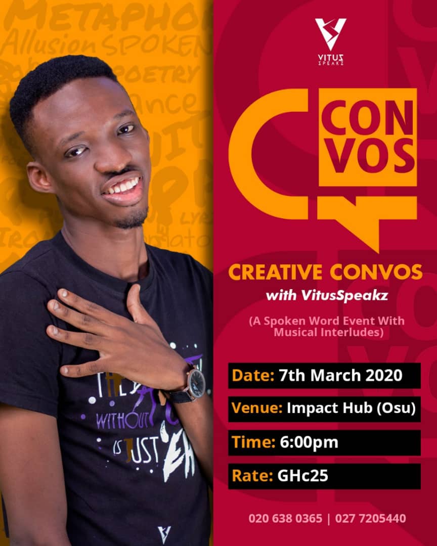 vitusspeakz's tweet photo. Finally!!!! It's the CREATIVE CONVOS with VitusSpeakz. Save the date. 📆 7th March 2020. 🏛️Impact Hub. 🕕6:00pm. Don't miss out!!!! https://t.co/uWUaUf6vaH