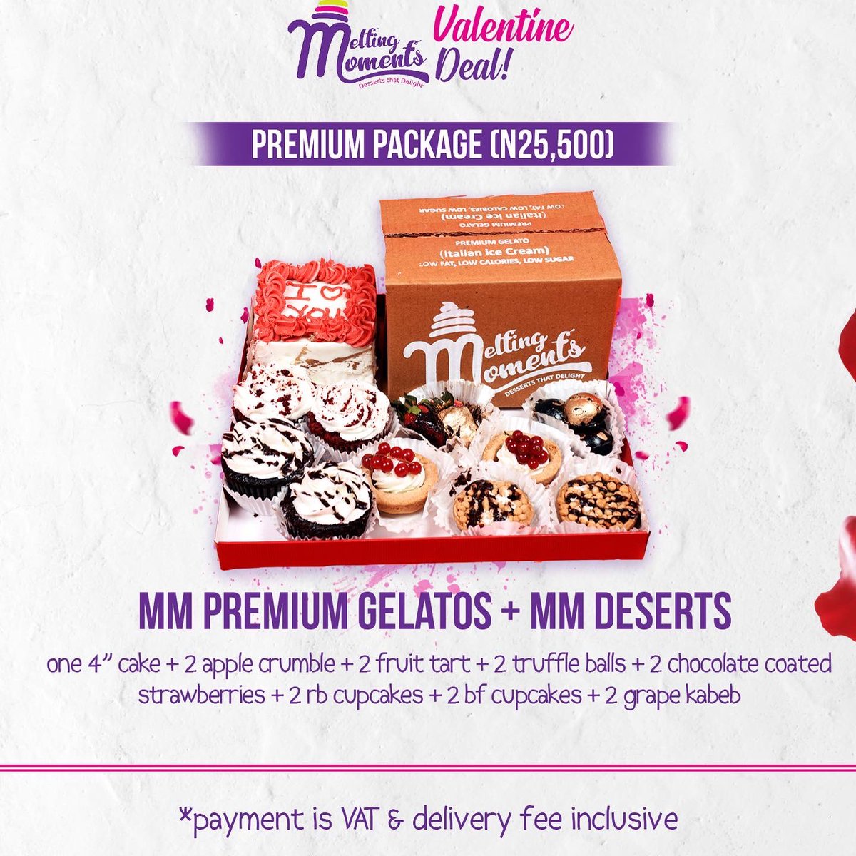 meltingmomentng's tweet photo. Netflix & chill Valentine? We got you! Just because #otrek is about to be a thing in #lagosnigeria Enjoy a romantic day with your partner indoors this #valentine2020.
Swipe to order our valentine packages suitable for any mood😍
#indulgencewithoutguilt #ValentinesDay https://t.co/J9KK3ut461