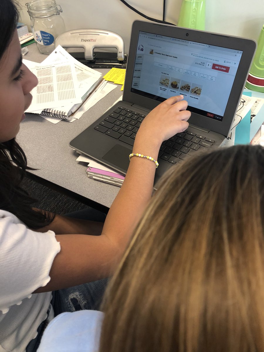 aowenteach's tweet photo. Adding and subtracting decimals to determine if a combo meal is a deal!  #LevelUp @mleach2 https://t.co/vhkwbTTArH