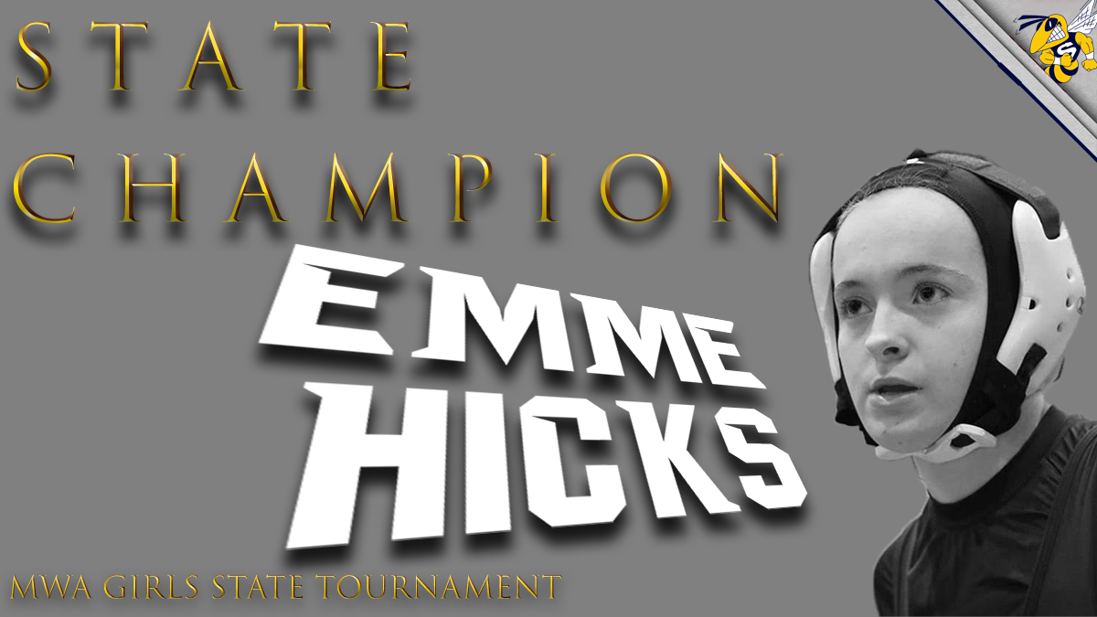SalineAthletics's tweet photo. Congratulations to State Champion Emme Hicks!  Emme brought home gold in the MWA Girls State Wrestling Tournament this weekend 🥇 https://t.co/lTaUZ360C1