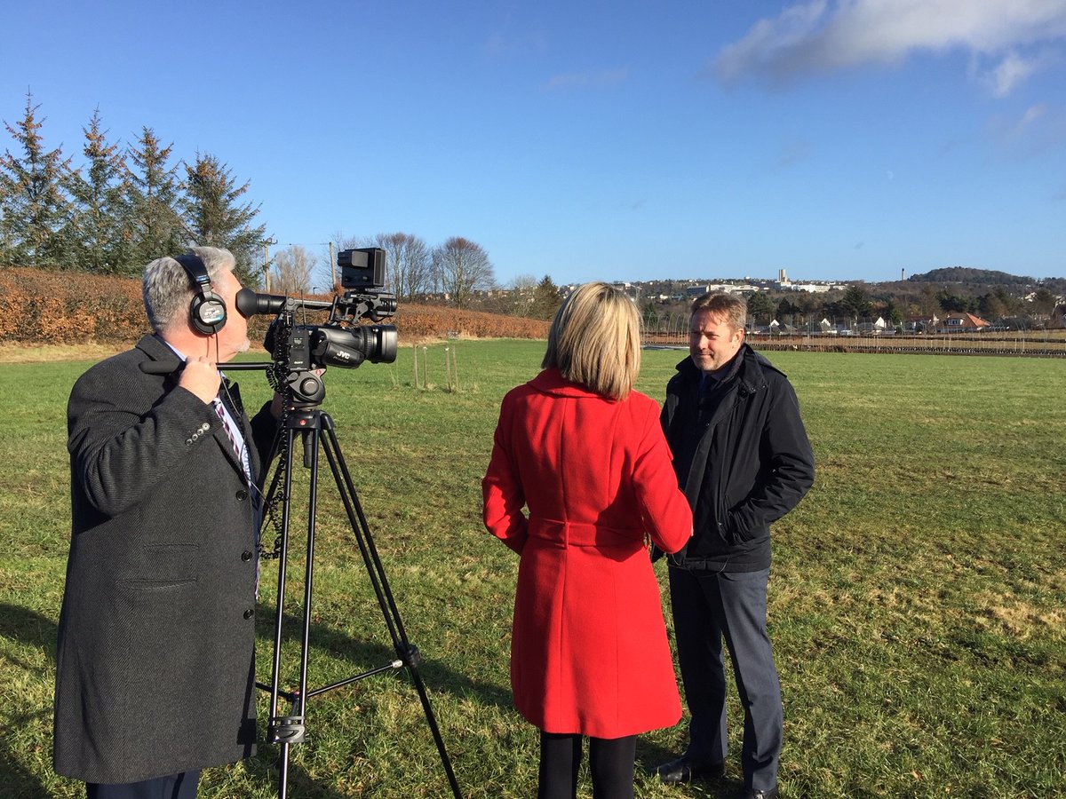 Professor Colin Campbell being interviewed by BBC News Scotland journalists