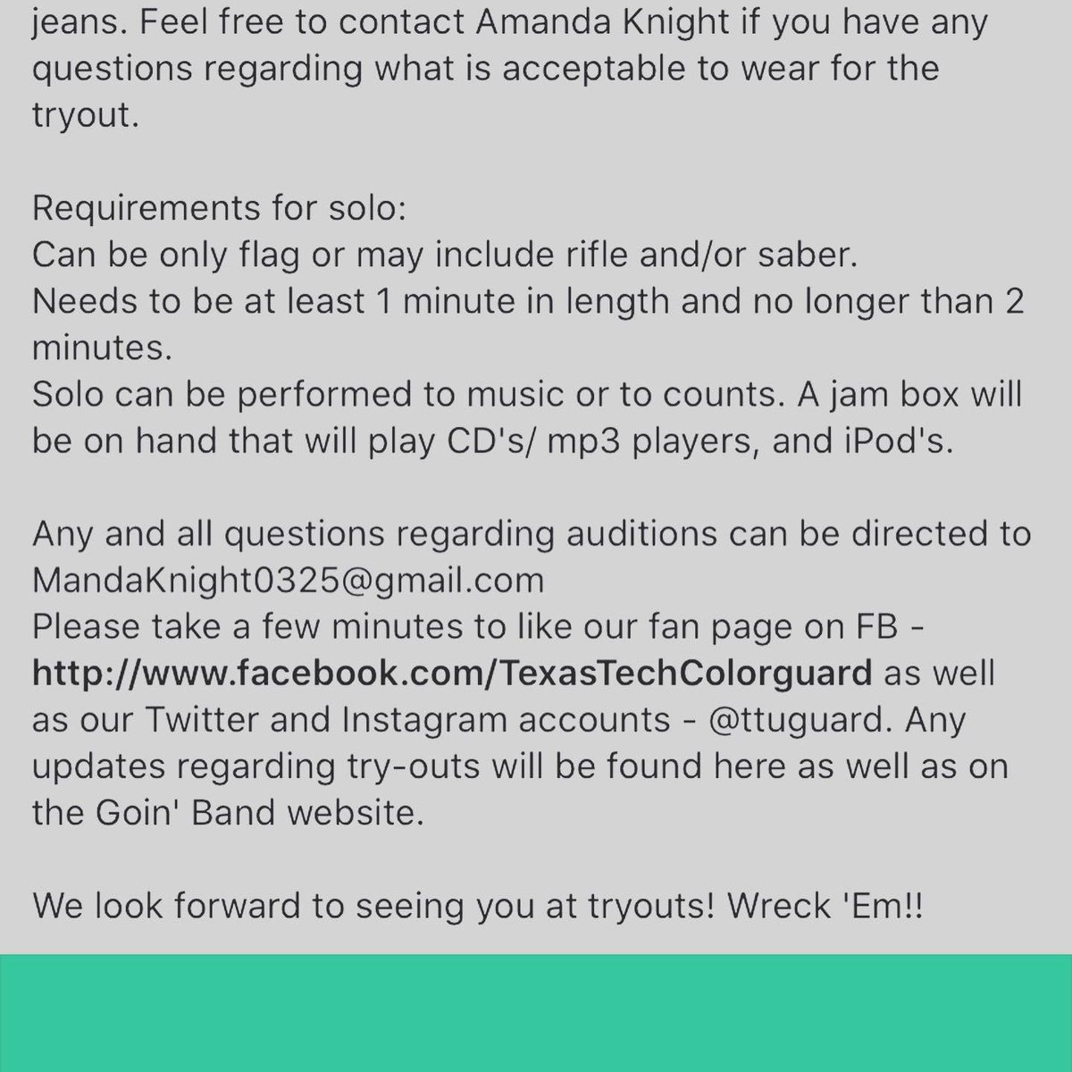 TTUguard's tweet photo. TRYOUT DETAILS ARE HERE! Please read carefully and don’t forget about the application! Texas Tech Colorguard 2020 Application! https://t.co/zfRJUqZiTb https://t.co/aVMLf9nJEX