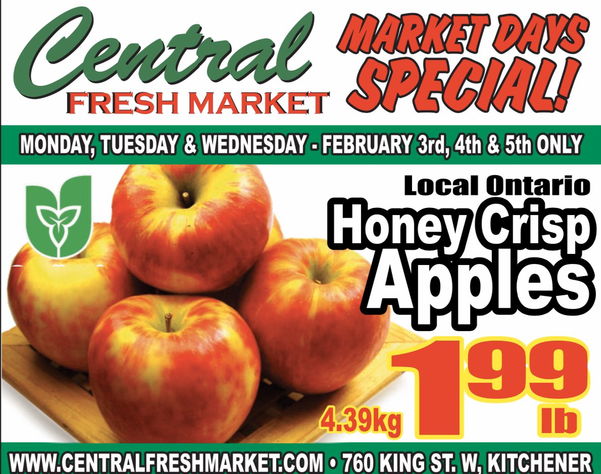 CentralFresh's tweet photo. The Best Meals in Town Begin on The Shelves at Central Fresh Market. Shop our Monday - Wednesday Market Days Special with Confidence. Full Flyer is online @reebeeinc https://t.co/UAldVPYOsc #kitchener #waterloo #midtown #kwawesome #kitchenerwaterloo #dtk #dtklove #rideion https://t.co/7FZZJf5NgD