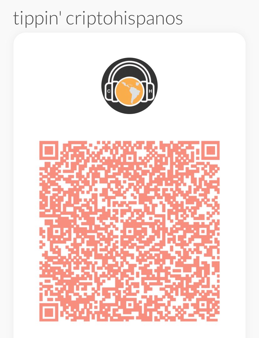 #bitcoin accepted here! 

Si quieres apoyarnos con algunos sats, te lo agradecemos mucho! 🤩

Todo apoyo es bienvenido para seguir adelante con nuestro proyecto #Criptohispanos ⚡️⛓🌎🎧

👉🏻 tippin.me/@criptohispanos