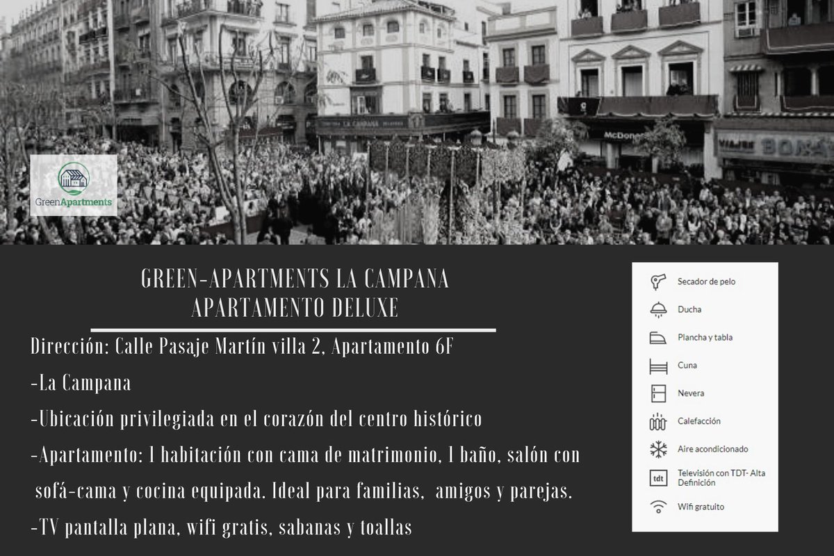 GREENAPARTNET's tweet image. Disfruta de la historia, la cultura y la gastronomía sevillana en nuestro espectacular NUEVO apartamento de lujo GREEN APARTMENTS-LA CAMPANA APARTAMENTO DELUXE.

RESERVAS⬇️⬇️⬇️⬇️⬇️⬇️
green-apartments.net