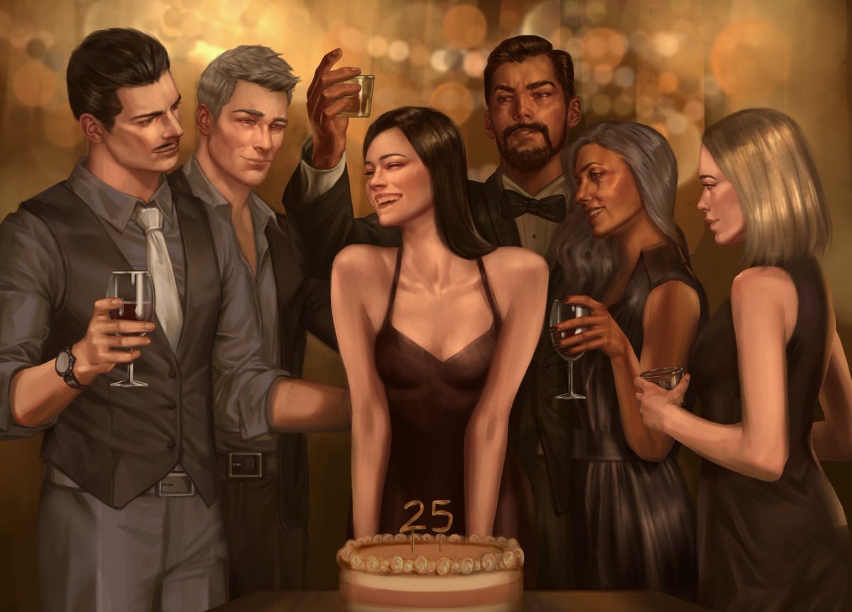 atutcha's tweet photo. Last birthday
Pre talon Widowmaker/amelie lacroix 

From left to right: gerard, jack, amelie, gabe, ana, angela.
My HC of them is that they were like family and all of them adored amelie 😔
#overwatch #overwatchfanart 
#Widowmaker https://t.co/CtQ9E2C02Y