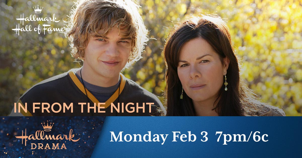 Hallmark_Family's tweet photo. When Bobby shows up at his Aunt Vicky's house, she knows that he's in trouble. Giving her writing career a break, Vicky decides to help her beloved nephew. Watch The Hallmark Hall of Fame Movie: #InFromTheNight at 7pm/6c! https://t.co/pCY4XVlO6w