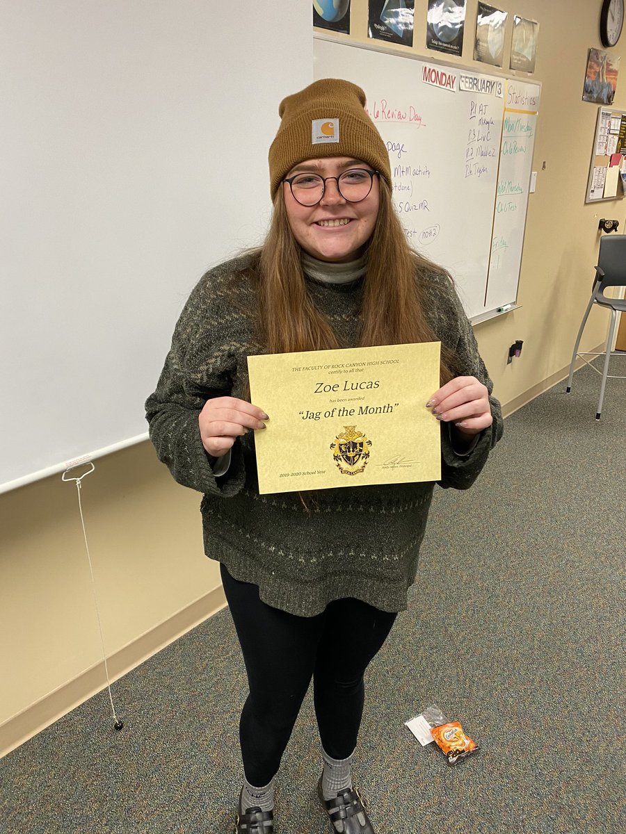 RCHSActivities's tweet photo. Congrats, Zoe! You are a jag of the month! https://t.co/M1o2emjoKq