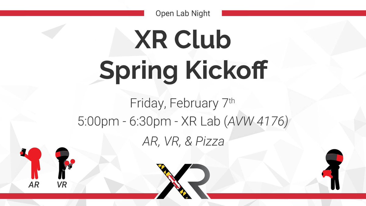 umdxrclub's tweet photo. Come out to the XR Club’s kickoff event this Friday! Great opportunity to meet the club’s new mentors as well as experience various AR and VR technologies!

As always, all majors are welcome! https://t.co/uKwJxhV5gu
