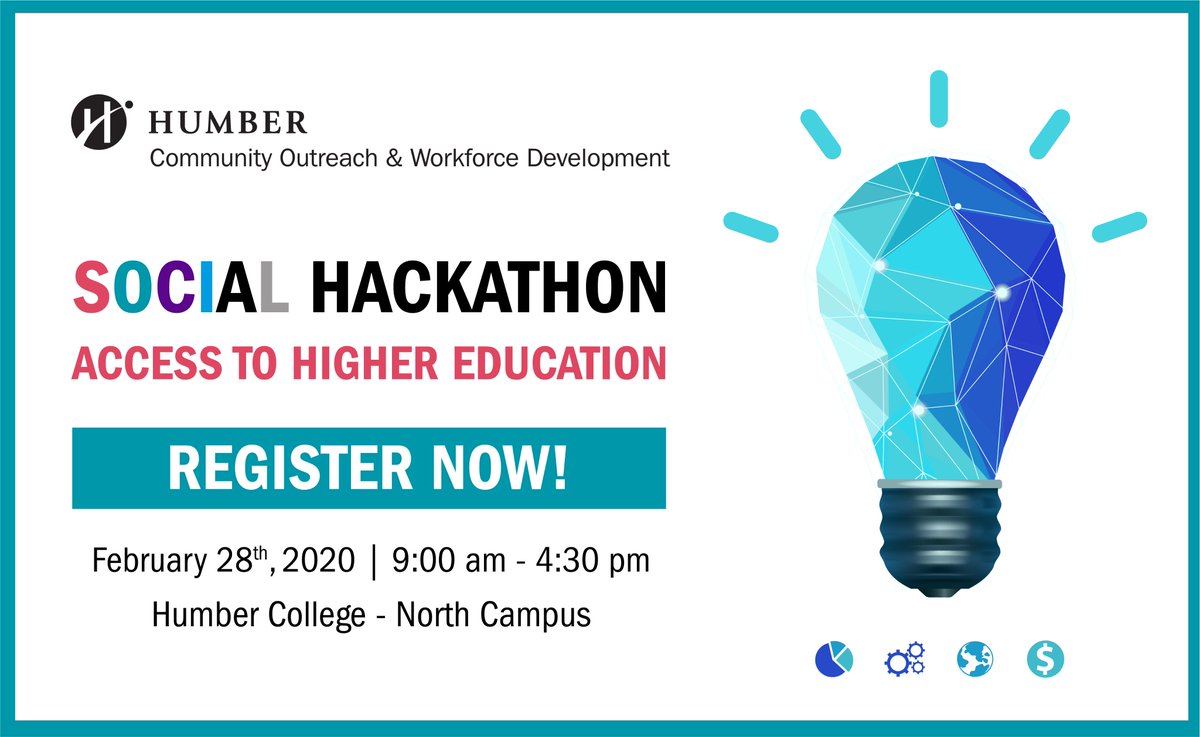 HumberCOWD's tweet photo. Join Humber for a day of social innovation at our hackathon to address access to higher education issues!
This event is for our community, industry and school partners to problem solve issues that affect the attainment of higher education
Register now: https://t.co/HDUAJCM289 https://t.co/j5GPBcpPWV