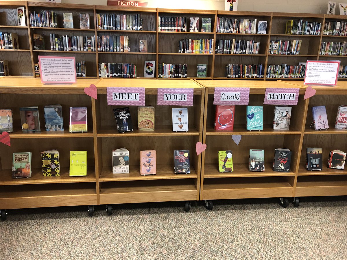 PCHSMedia's tweet photo. Still looking for a valentine? Grab a book speed dating sheet from us and meet your perfect (book) match! 💗 📚 Turn in your completed sheet during the month of February for the chance to win a treat. #catsread #valentines #library #bookmatch https://t.co/1YoBmsN4cH