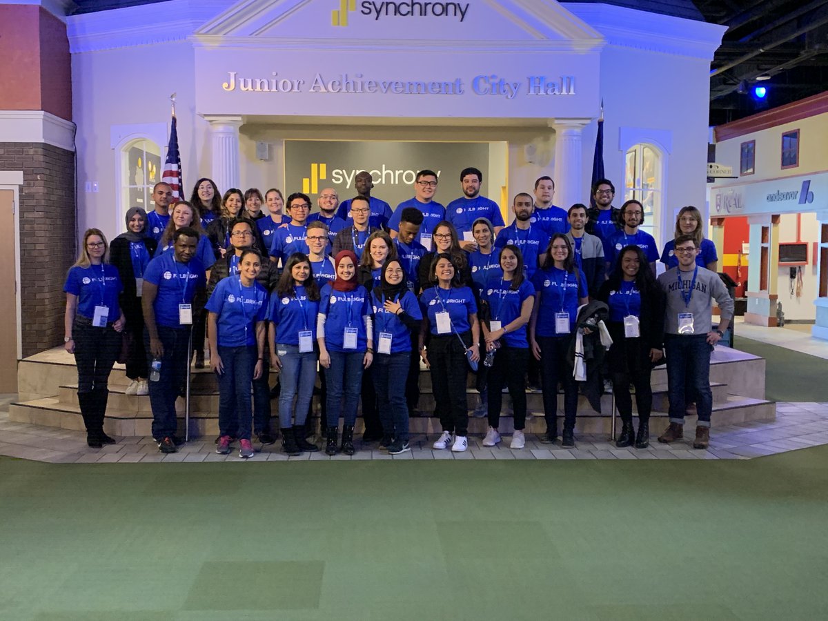 JAofUtah's tweet photo. #JAofUtah hosted a group of 35 students from @FulbrightPrgrm who spent time giving back to the community at #JACity this weekend. It was so fun to hear that two of the students had participated in #JA in their home lands of Morocco and Tunisia! https://t.co/S9silBO7pX