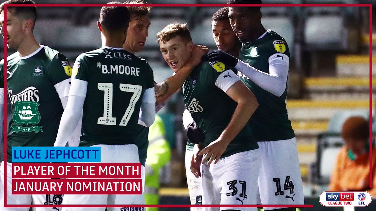 SkyBetLeagueTwo's tweet photo. The January nominations for the Sky Bet League Two Player of the Month Award are... 

@nickyadams10 - @ntfc
@Lukejephcott11 - @Only1Argyle
@jonnym_13 - @OfficialECFC
Ollie Palmer - @crawleytown

https://t.co/pURCK0HCdy

#EFL | #SkyBetLeagueTwo https://t.co/XOGJl5AH7u
