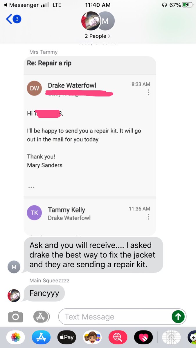 tate_jarrett's tweet photo. Tell me that I don’t have the best future mother in law. 

I ripped my brand new drake jacket and she goes and does this. I’m real life blessed 🙏🏼 https://t.co/AZJ4VoNNtc