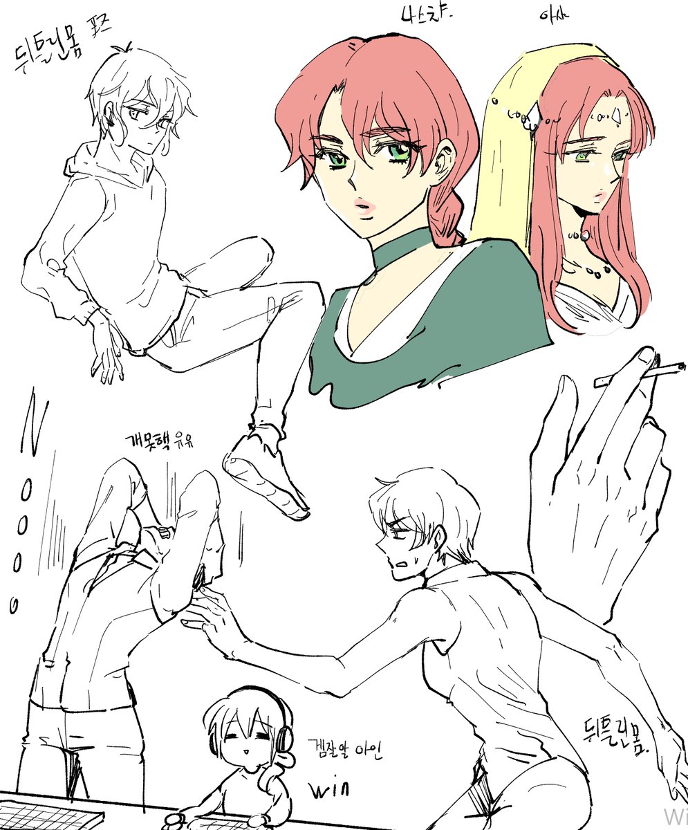 오늘도 인체연습하다가 요즘 잼꼐 보고있는 하렘생존기 두주인공을 낙써해봤습니다. 하렘이란공간에서 벌어지는 쫄깃한 궁중암투가 제맛인 작품입니다.
