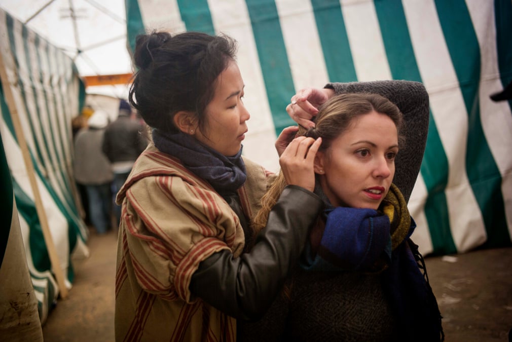The Company of Hamlet preparing. 📷 Sarah Lee for The Guardian.