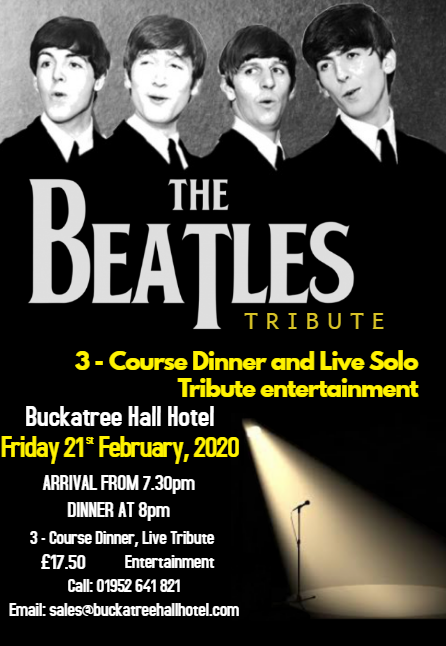 We're only weeks away from our Fab Tribute to McCartney and The Beatles here at The Buckatree Hall Hotel on Friday 21st February 2020. Three course evening meal, entertainment and plenty of twisting and shouting for £17.50pp.  #TheBeatles #telford