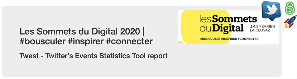 Twest_io's tweet photo. Les Sommets du Digital #SomDig20, organisés par @sommetsdigital à @LaClusaz sont (gracieusement et avec plaisir 😉) monitorés par #Twest_io
Toutes les tendances, buzz et discussions de couloir se passent là : 
https://t.co/UcwhlQzi8t https://t.co/I0JkTQO4pK