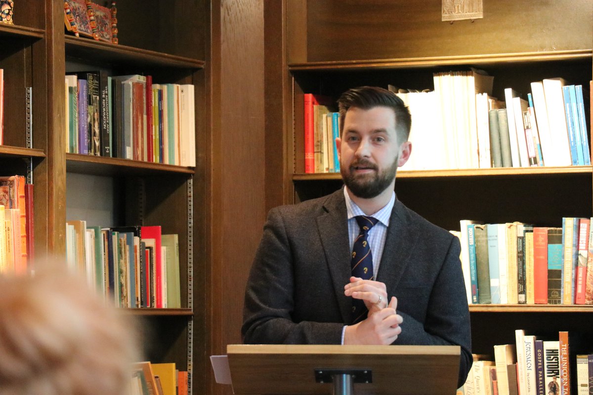 Medieval historian Kenneth Duggan gives a lecture in the Shook Common Room in the Pontifical Institute of Medieval Studies at St. Michael's. 