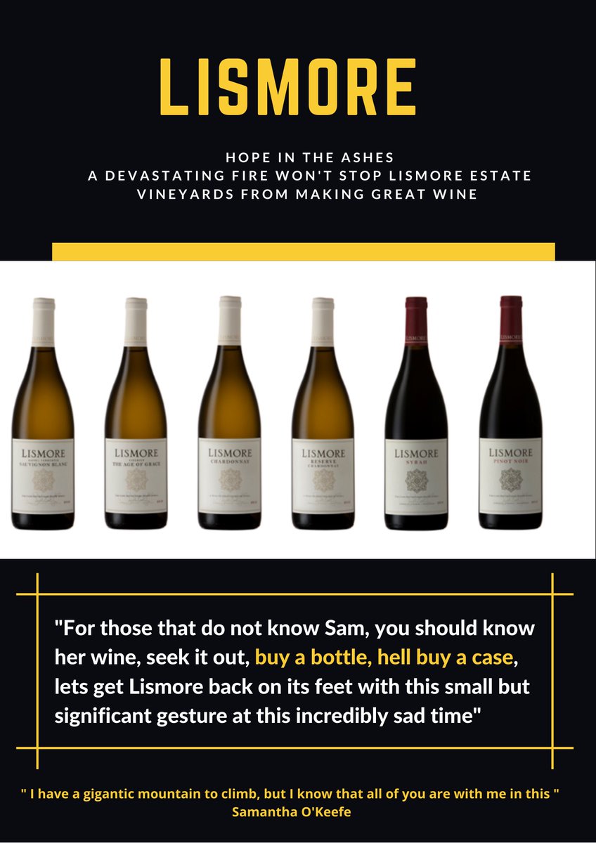 ‘ I have a gigantic mountain to climb, but I know that all of you are with me in this. ‘ Samatha O’Keefe - Lismore Winemaker. 

Show some love 
🛒 drydockliquor.co.za
🚶🏻‍♂️🚶🏾‍♂️🚶🏽‍♂️37 4th Avenue Parkhurst

#lismorewine #showsomelove #getshopping