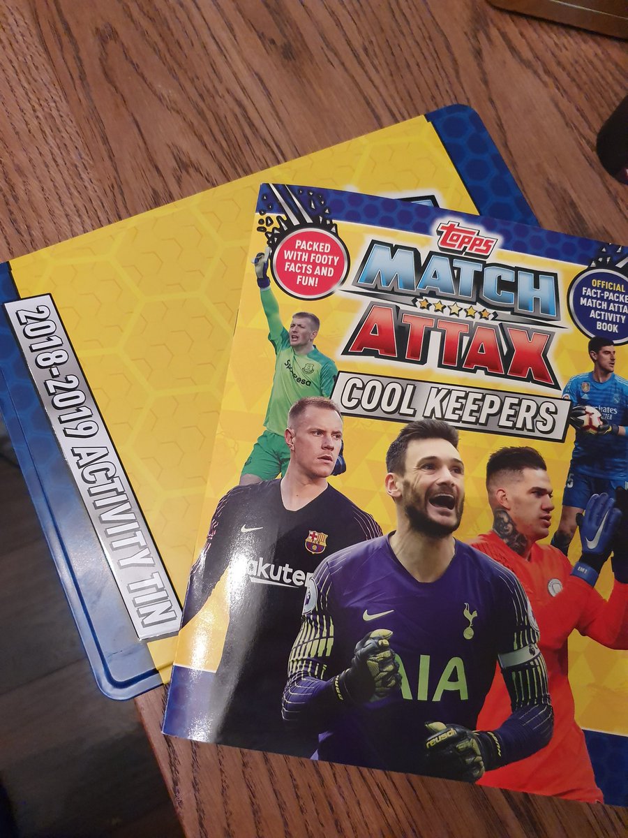 becciford's tweet photo. @Topps our eagle eyed 7 year old has spotted 2 printed mistakes in the 'Cool Keepers' activity book part of the Match Attax 2018-2019 Activity tin currently being sold in @AldiUK ..... https://t.co/YgdGfOXC7M
