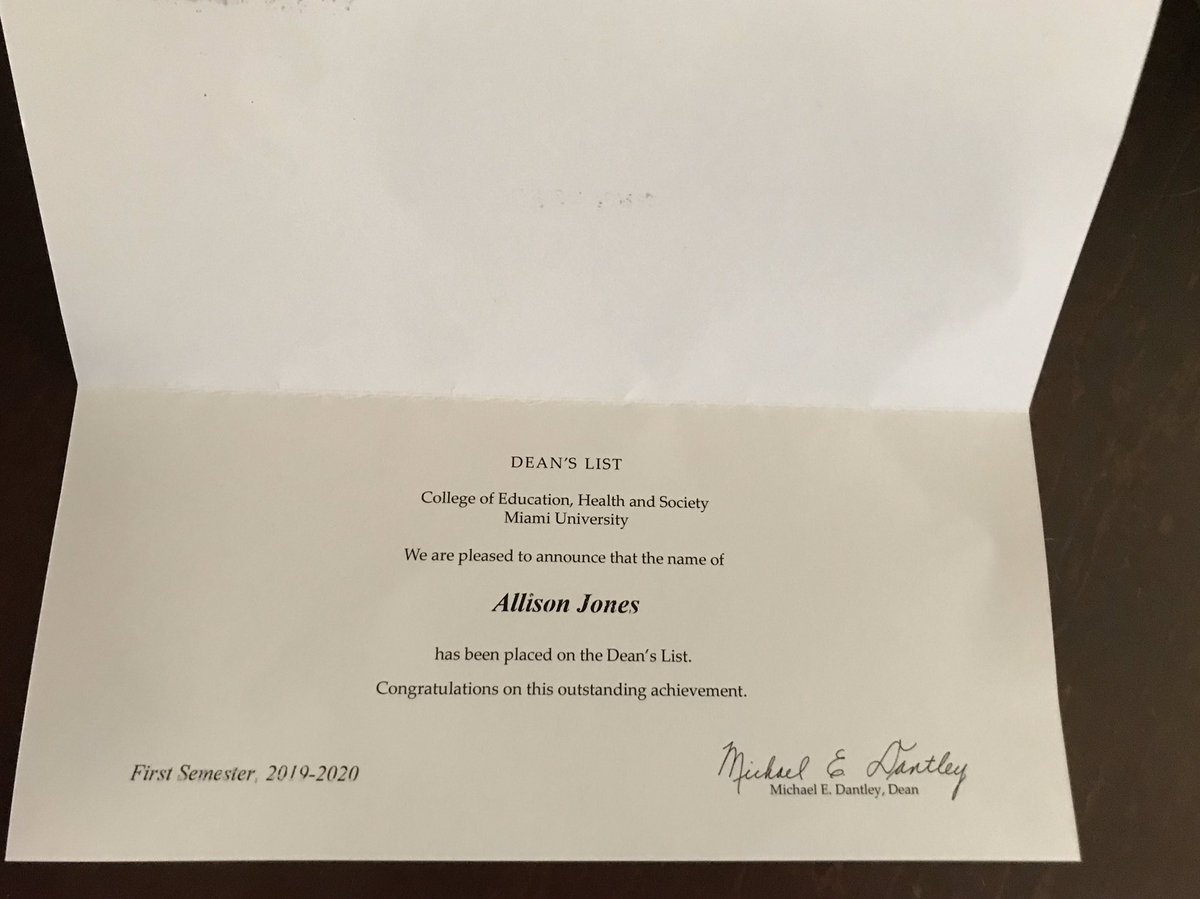 I MADE THE DEAN’S LIST !!!!