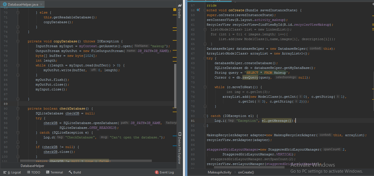 sodabehsherzad's tweet photo. In #Android class, we learned that how we can use #Existing_Database from #DB_Browser in our #apps,
and we can use #DatabaseHelper #Object for #connecting the Database & #getting data from tables;
And we #worked it on our #apps.
#afghangirlscode https://t.co/MSnkmv98hG