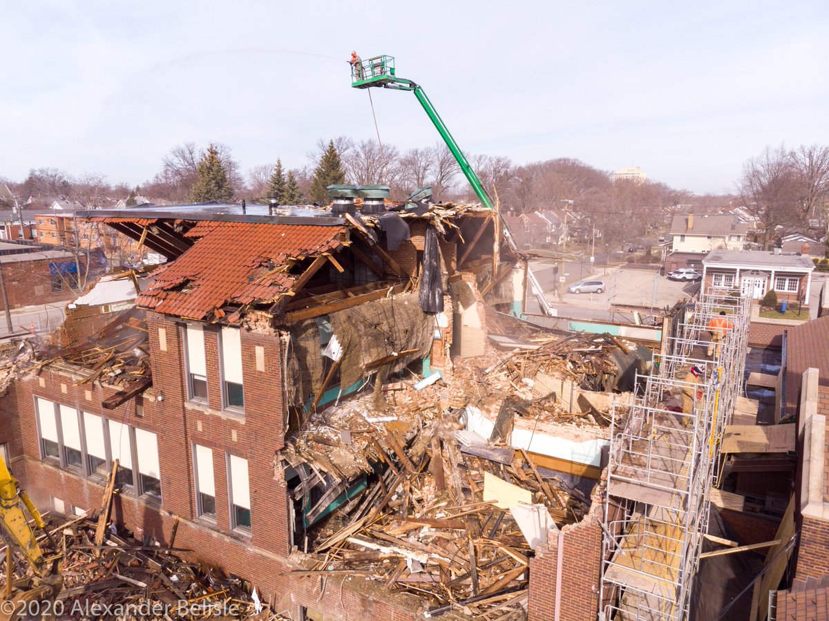 FacesLakewoodOH's tweet photo. Drone photos of the demolition of the St. Clements school. https://t.co/vIhpmflegS