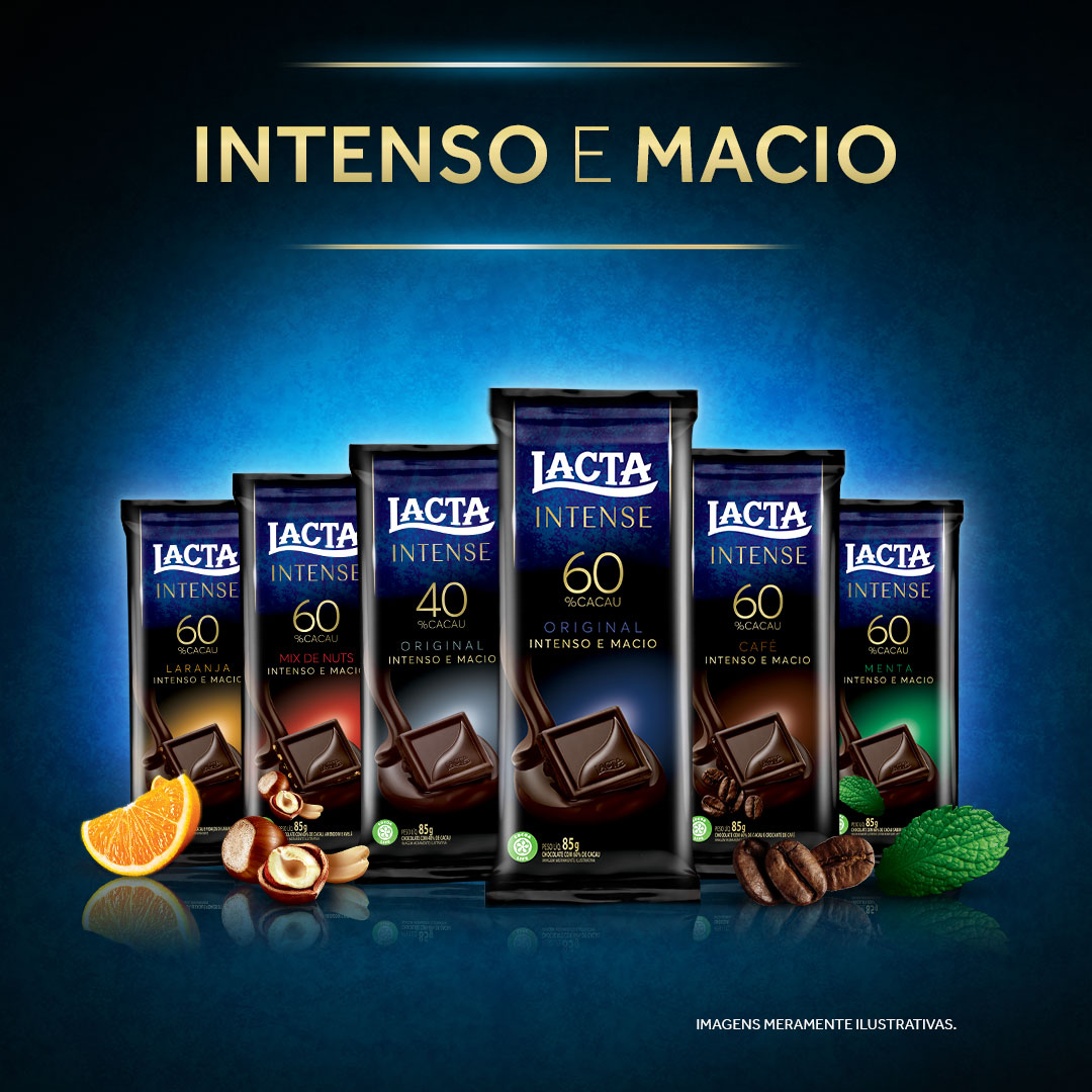 Lacta's tweet image. Novo Lacta Intense: o chocolate dark com tudo que não pode faltar. Você nunca provou um dark tão macio! #IntenseExperience