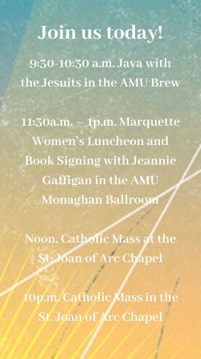 MarquetteToday's tweet photo. Today's Mission Week agenda! 🦋 https://t.co/SlIhGUnFqa