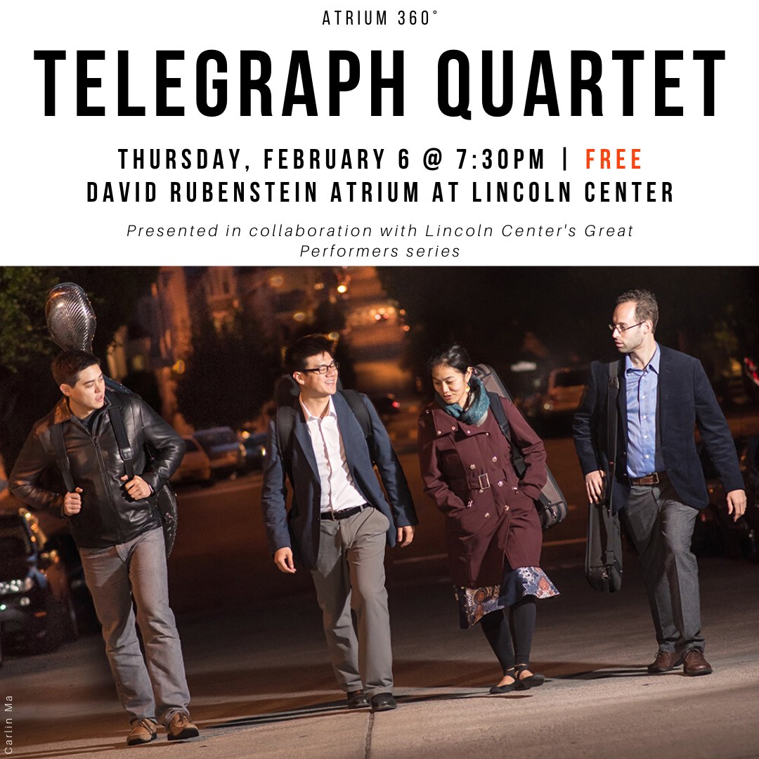 LCAtrium's tweet image. The Telegraph Quartet has been praised for its “soulfulness, tonal beauty and intelligent attention to detail” (San Francisco Chronicle). Experience them in person this Thursday at the #LCAtrium!
