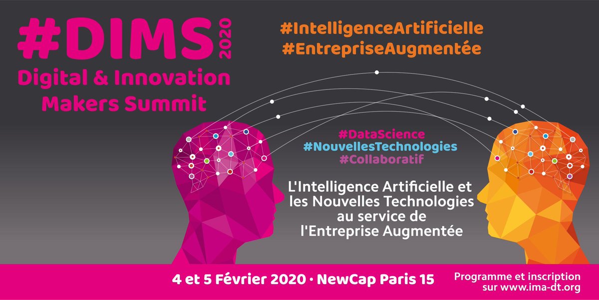 Avec un chiffre record de plus de 700 inscrits le #DIMS20 débute demain ! 🔔Nous vous donnons rendez-vous à NewCap, Paris 15ème pour parler #IntelligenceArtificielle et #EntrepriseAugmentée 📍