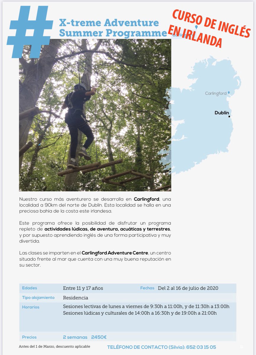 missilserna's tweet photo. Si quieres que tus hijxs aprendan INGLÉS este verano de una forma divertida y auténtica🎼♟🎭🎤, experimentando una completa inmersión lingüística... ¡¡LÁNZATE!! 🇮🇪🇮🇪
¡Cursos de Inglés en Irlanda para niñxs y adolescentes! ¡Infórmate ya! ☎️ Descuento aplicable antes del 1 marzo. https://t.co/xuyOA9olZR