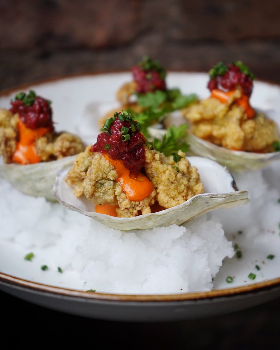 Brand new at <a href="/gatonyc1/">GATO</a> ... Crispy Oysters with Pimenton Aioli + Pickled Beet Horseradish. Have you checked out the new menu at GATO yet?