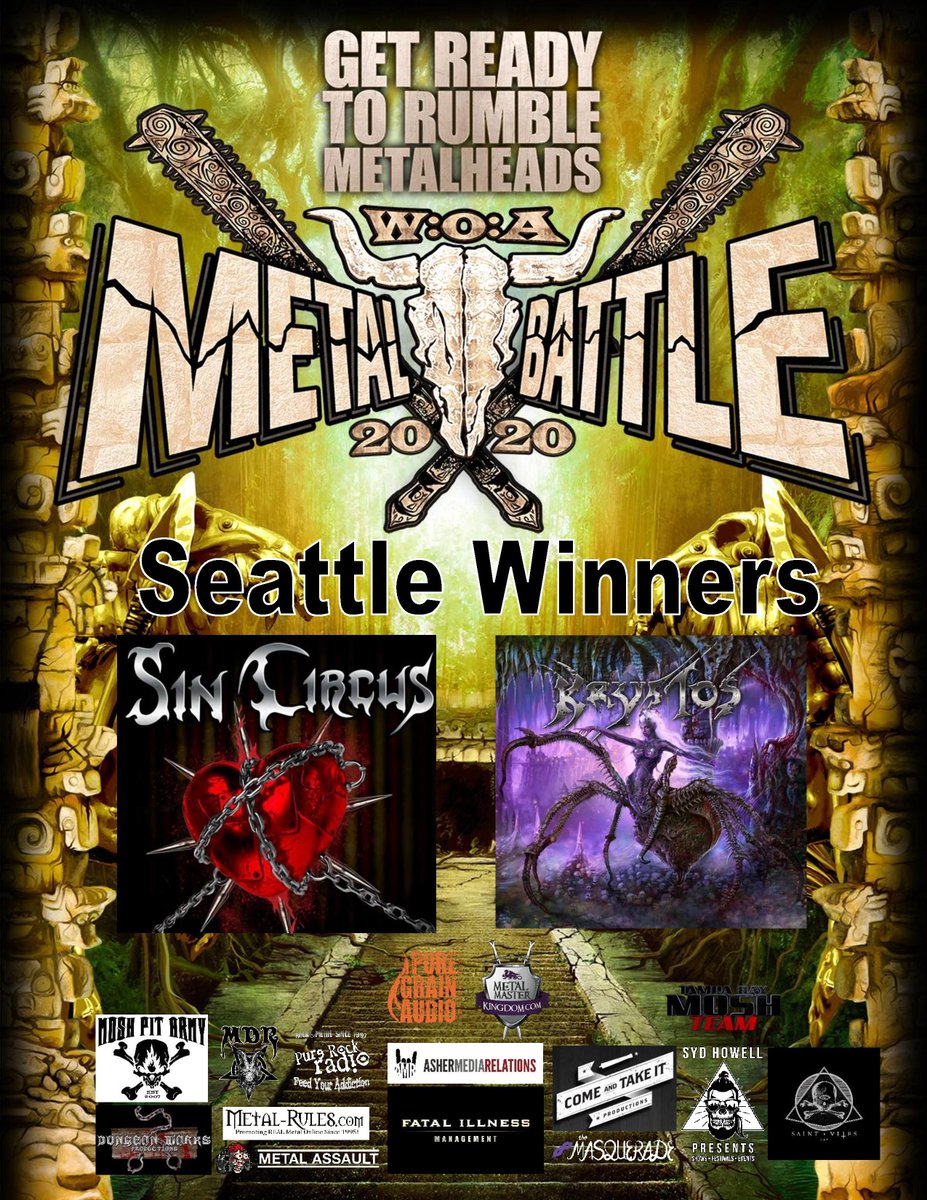 And the Wacken @metalbattleusa winners for our Seattle Round 1 are:
Sin Circus facebook.com/SinCircusOffic…
 &amp; Krystos facebook.com/krystosband/
Congrats to the bands!
They will now move on to the Pacific NorthWest Final on April 11th in Seattle, WA