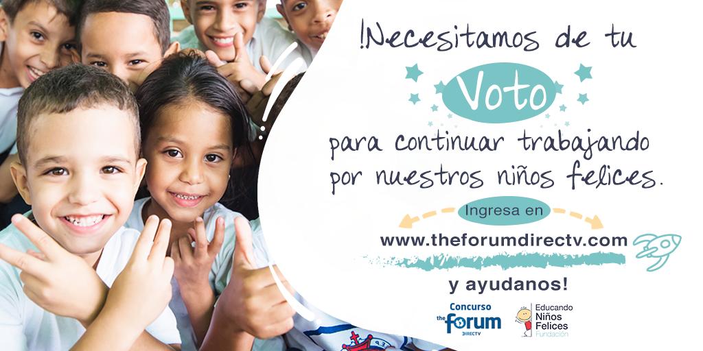 No olvides ingresar a theforumdirectv.com y apóyanos con tu voto para seguir soñando en GRANDE. 👧👦 
#TheForumDIRECTV
@GeneracionDTV