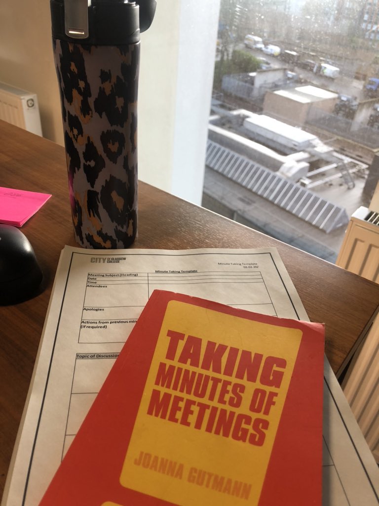 kath_lavery's tweet photo. In my first job I had to take minutes, a core workplace skill no one had ever taught me at school/uni. So today I decided to teach my NQ class this skill using clips from Parks & Rec and Mad Men. Pleased to say they found it tough but got it #workplaceskill #tqfe #minutetaking https://t.co/97oBGtsURD
