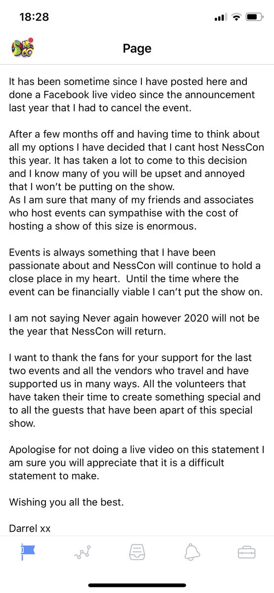We announced in Facebook earlier today that #NessCon will not be returning in 2020. We are very sorry for this news and appreciate the support