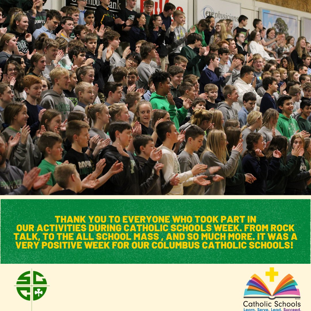 ScotusCC's tweet photo. On behalf of everyone at Scotus Central Catholic and our three elementary schools, we would like to say thank you for a great Catholic Schools Week! Last week was very uplifting for our students, faculty, volunteers and families. #CSW1920 #TheScotusWay #ColumbusCatholicSchools https://t.co/0aPk8y8GBs