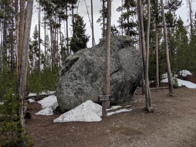 Glacial erratic near the Grand Canyon of Yellowstone in Yellowstone National Park