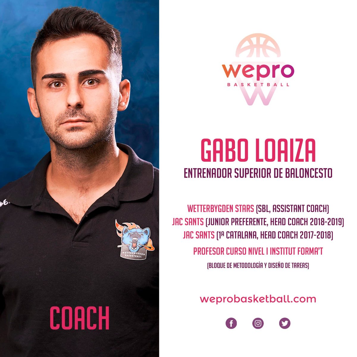weprobasketball's tweet photo. 🔥@gaboloaizaperez , nuevo entrenador de #WePro2k20 !!⠀
📋Entrenador Junior Preferente @jacsants1935⠀
📋Entrenador Senior @jacsants1935
📋Entrenador ayudante @wbbasket⠀
📚Profesor curso Entrenador Baloncesto
#wepro2k20 #welove #welife #wepro https://t.co/PhzFM0kCKP