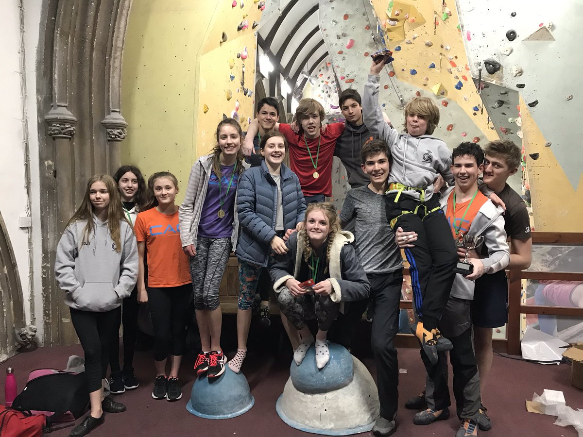 Senior Boys and Junior Girls trophies! Speed climbing record for Anthony in his final year. Thanks to all the staff @TCA_TheChurch for a great comp day.
