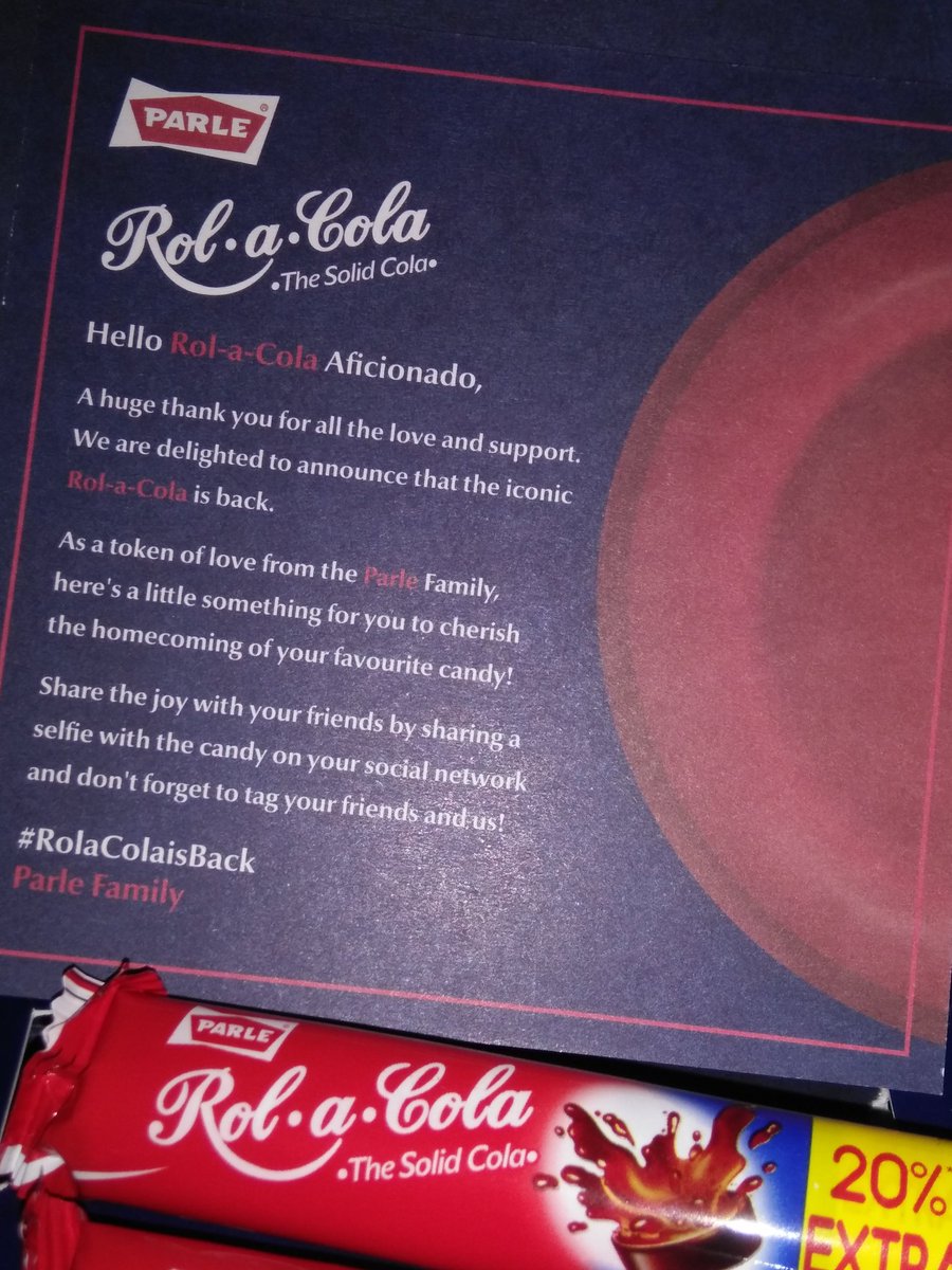 AbodeOfLakshmi's tweet photo. #ThankYou @ParleFamily to remember and to have sent me the #RolaCola pack!
Highly Appreciate your gesture!
#RolaColaIsBack https://t.co/yASQX79nXg