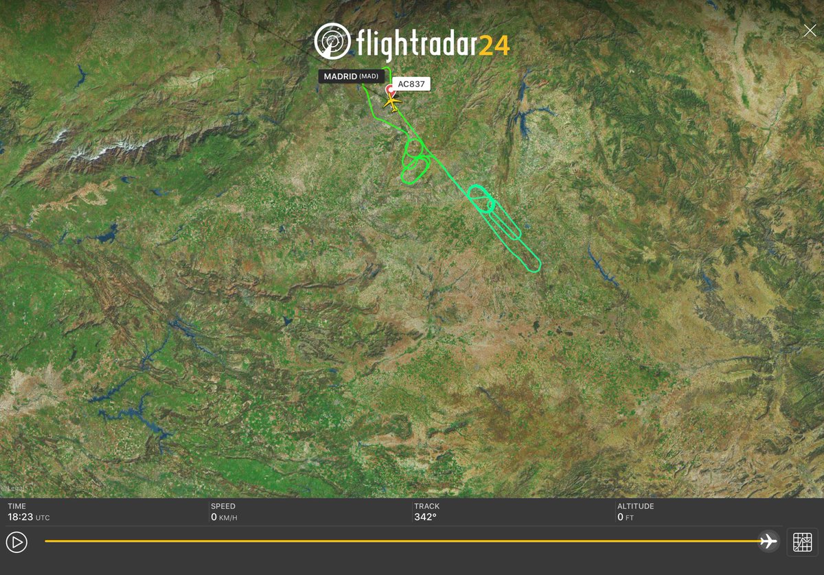 jacquesrupert's tweet image. Check out playback of flight AC837 from Madrid to Toronto on Flightradar24. 
fr24.com/data/flights/a…